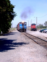 LLPX 179 smokes it up as it pulls out of the mill.